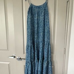 Blue Maxi Dress Natalie Martin Designer Flowy Pattern